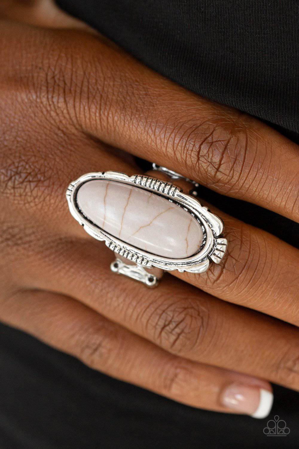 Desert Thirst - Silver Gray Stone Ring - Paparazzi Accessories - GlaMarous Titi Jewels