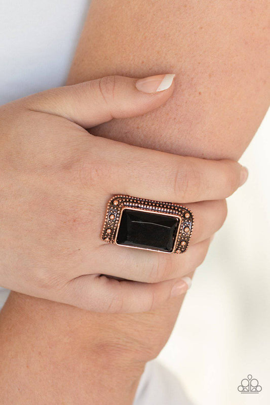 Very HEIR-descent - Copper & Black Ring - Paparazzi Accessories - GlaMarous Titi Jewels