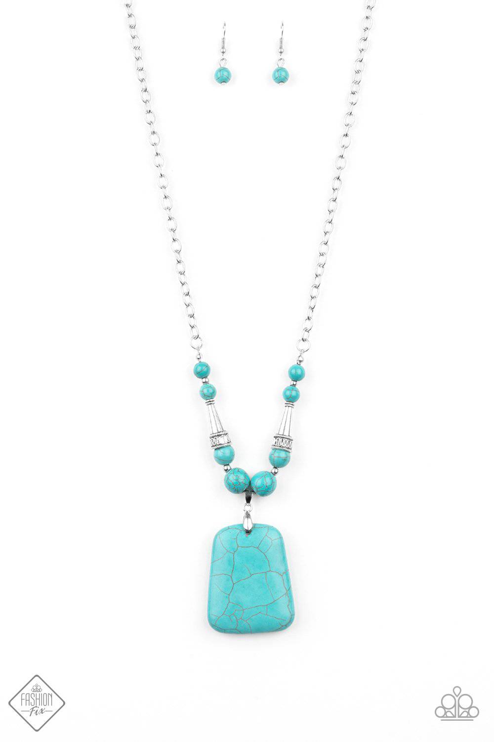Sandstone Oasis - Blue Turquoise Stone Necklace - Paparazzi Accessories - GlaMarous Titi Jewels