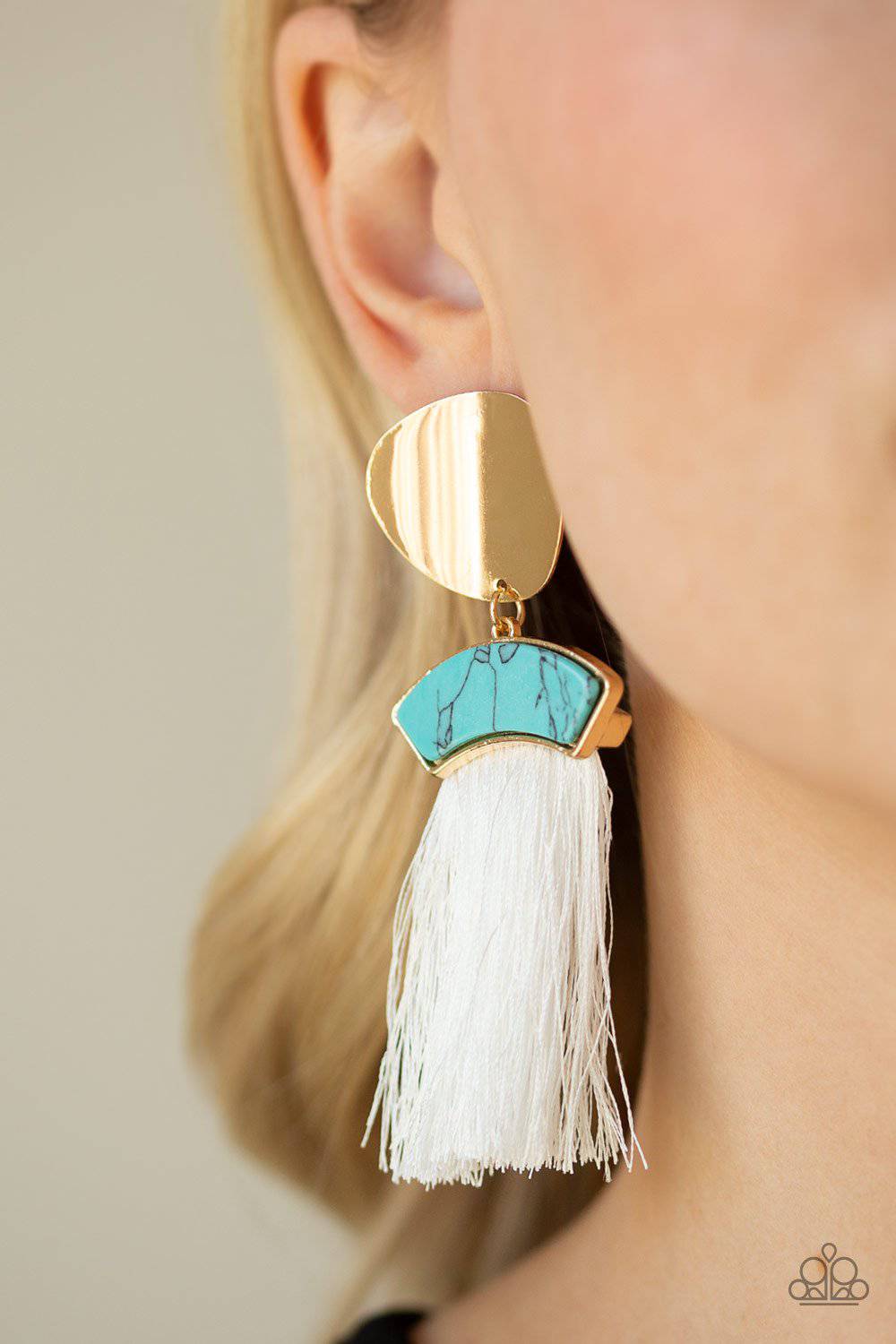 Insta Inca - Blue Turquoise Tassel Earrings - Paparazzi Accessories - GlaMarous Titi Jewels