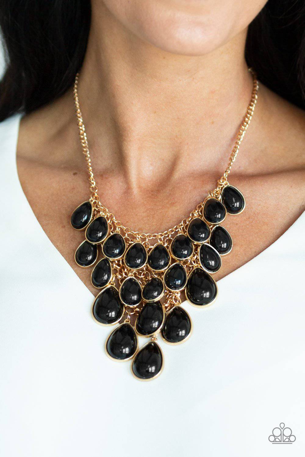 Shop Til You TEARDROP - Black & Gold Necklace - Paparazzi Accessories - GlaMarous Titi Jewels