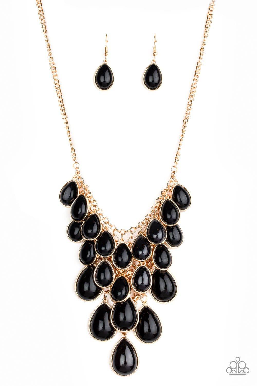 Shop Til You TEARDROP - Black & Gold Necklace - Paparazzi Accessories - GlaMarous Titi Jewels