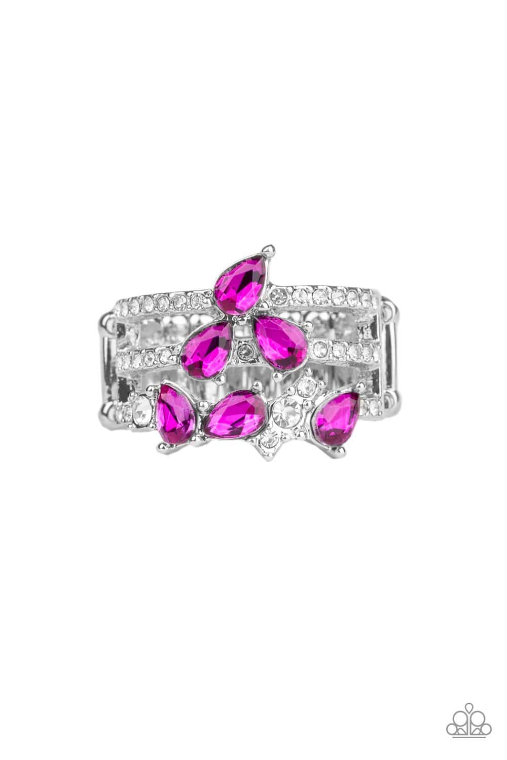 Blink Back TIERS - Pink Teardrop Rhinestone Ring - Paparazzi Accessories - GlaMarous Titi Jewels