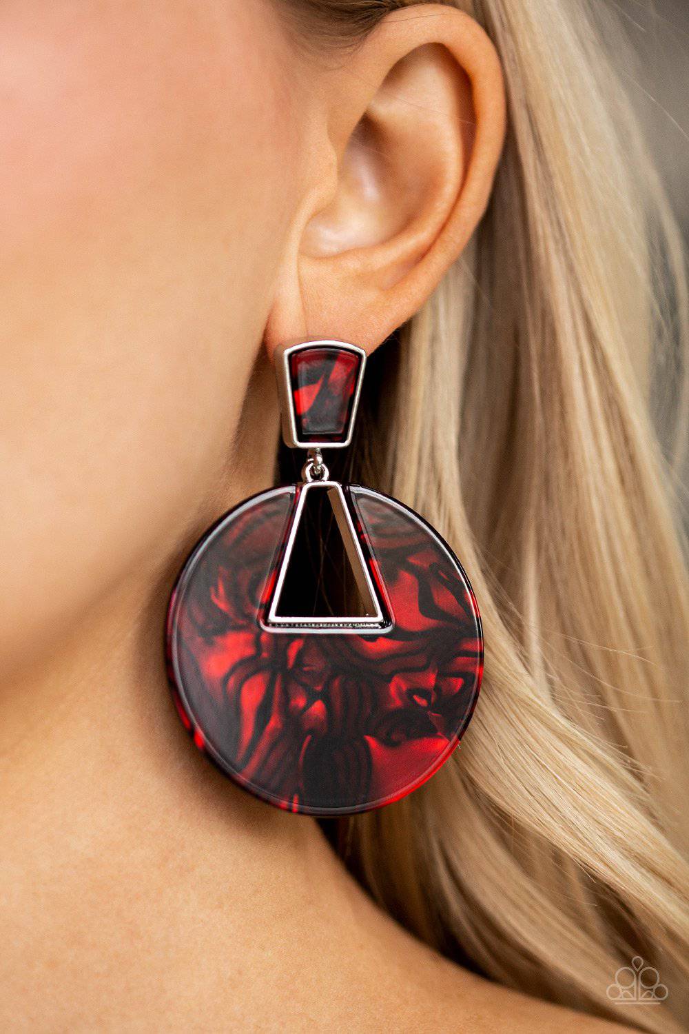 Let HEIR Rip! - Red Acrylic Post Earrings - Paparazzi Accessories - GlaMarous Titi Jewels