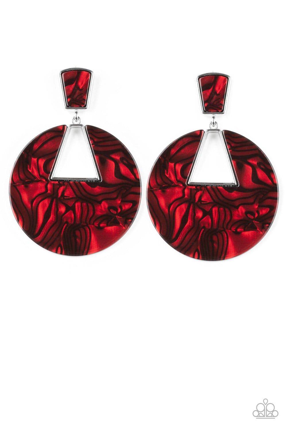 Let HEIR Rip! - Red Acrylic Post Earrings - Paparazzi Accessories - GlaMarous Titi Jewels