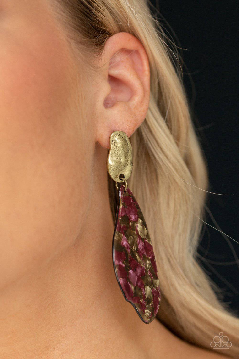 Fish Out of Water - Brass Acrylic Earrings - Paparazzi Accessories - GlaMarous Titi Jewels
