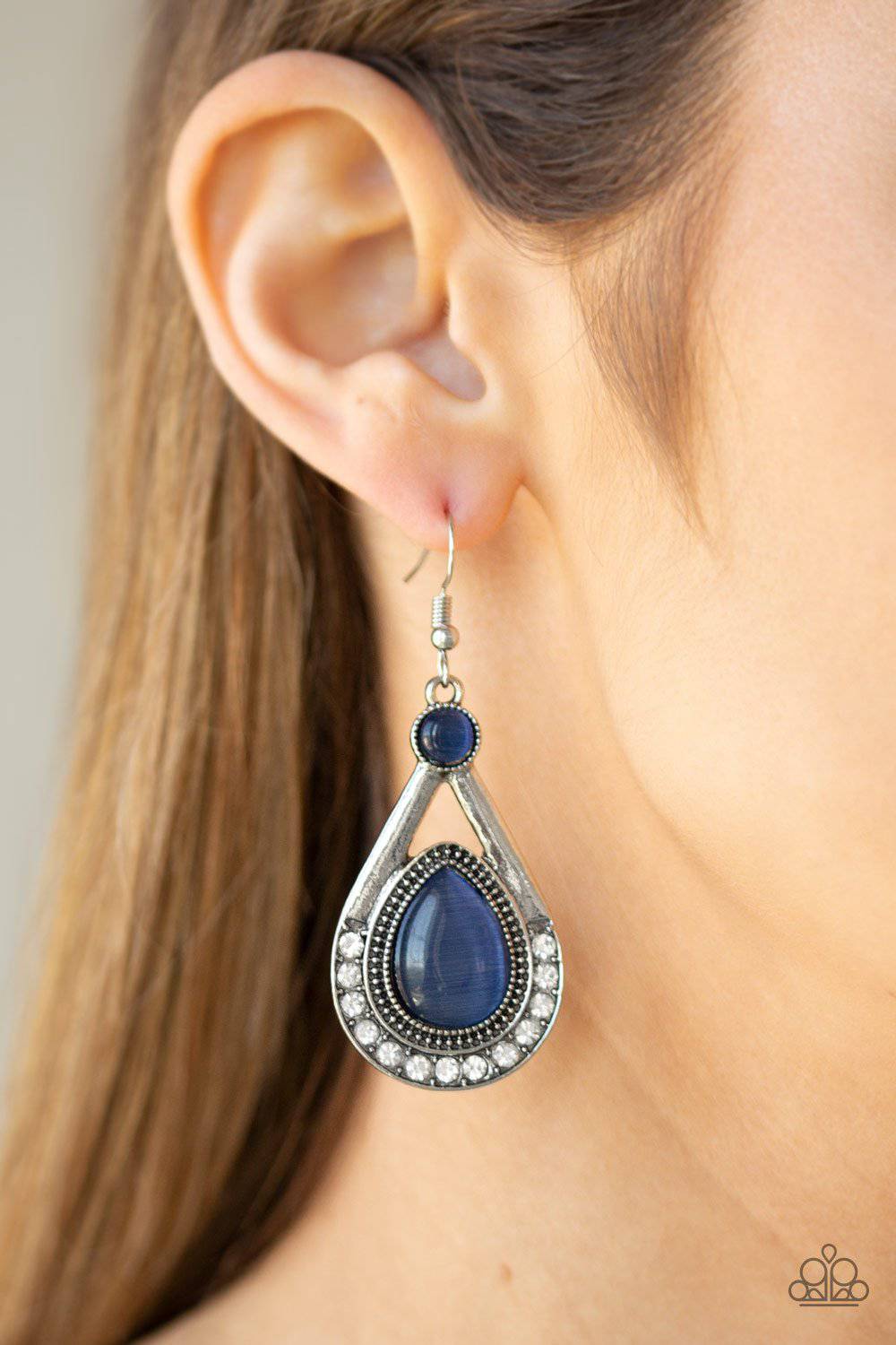 Pro Glow - Blue Cat's Eye Earrings - Paparazzi Accessories - GlaMarous Titi Jewels