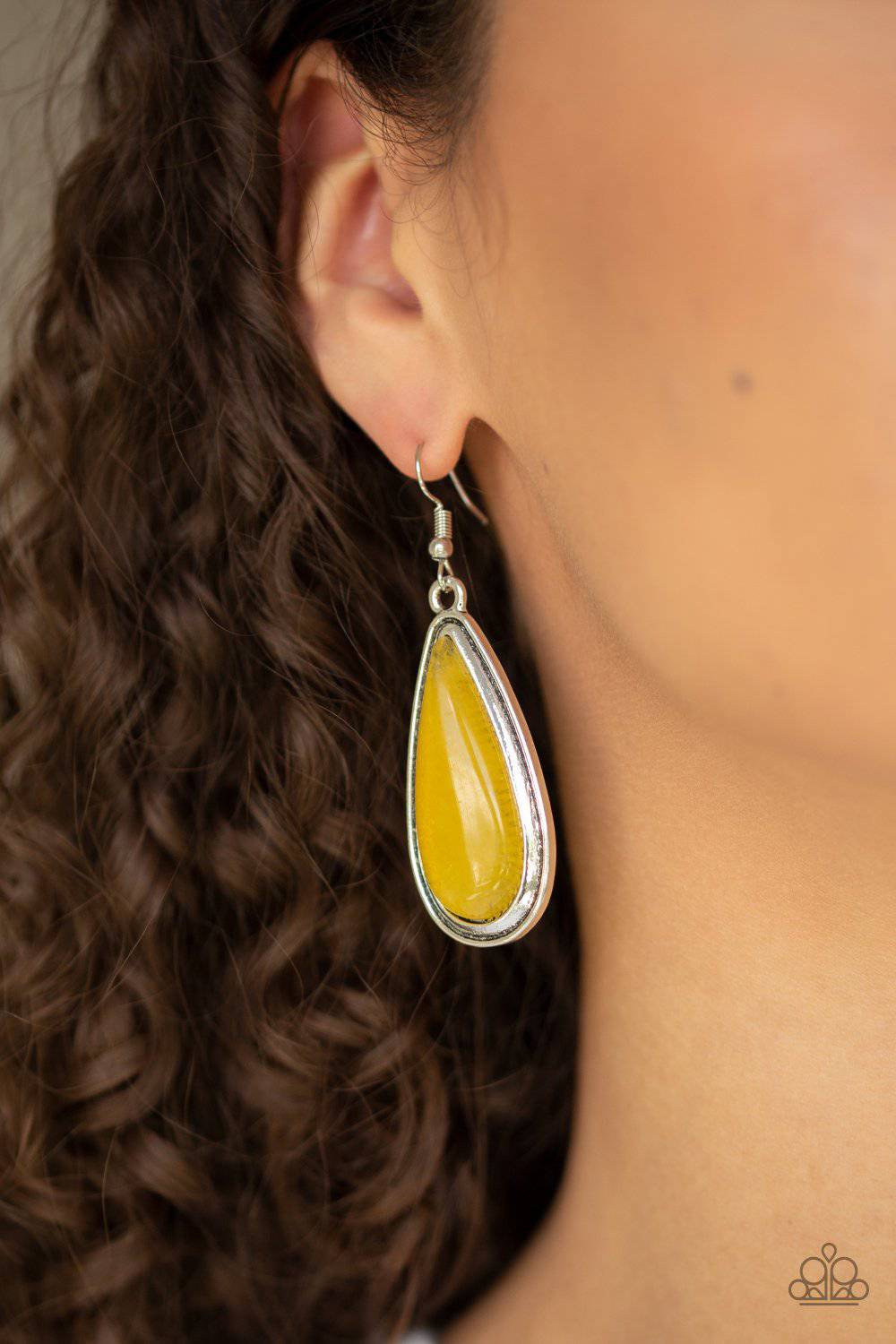 Oasis Sheen - Yellow Earrings - Paparazzi Accessories - GlaMarous Titi Jewels