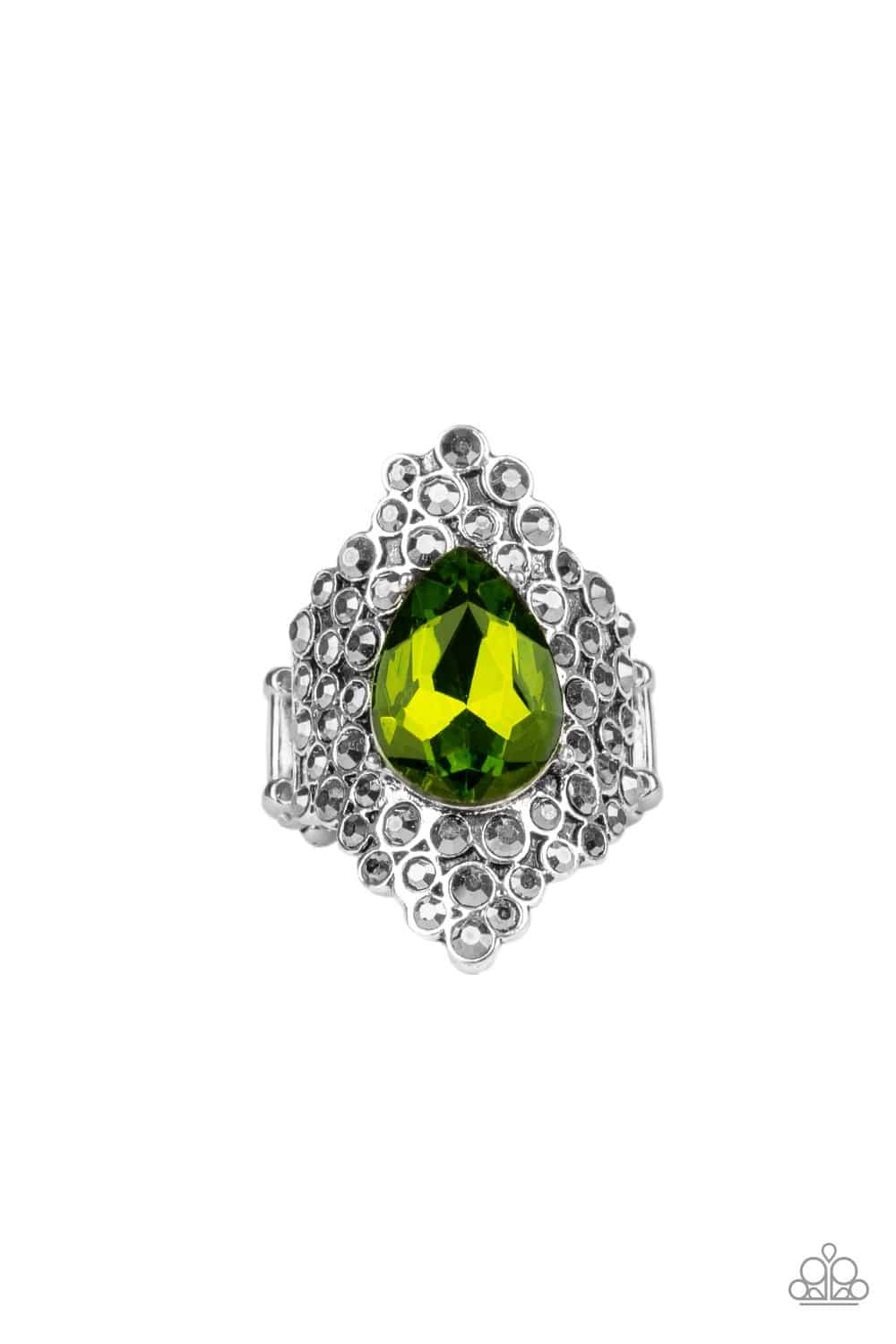 Hollywood Heiress - Green Teardrop Gem Ring - Paparazzi Accessories - GlaMarous Titi Jewels