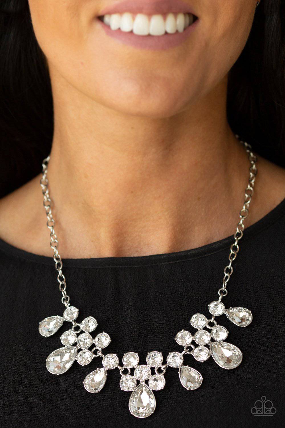 Debutante Drama - White Rhinestone Necklace - Paparazzi Accessories - GlaMarous Titi Jewels