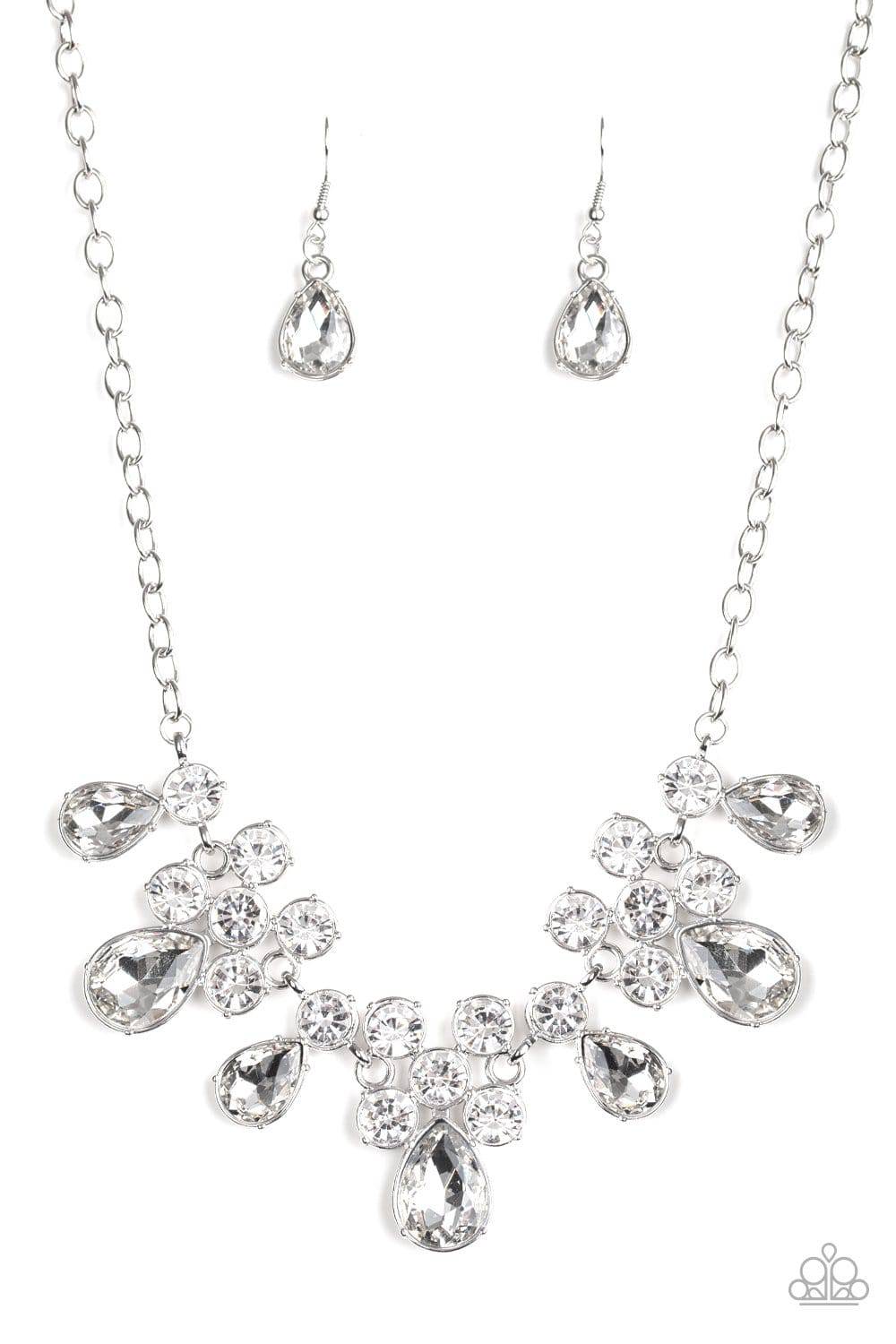 Debutante Drama - White Rhinestone Necklace - Paparazzi Accessories - GlaMarous Titi Jewels