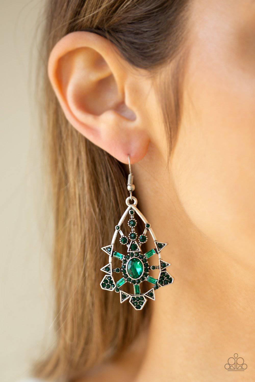 Gatsby Glimmer Green Earrings - Paparazzi Accessories - GlaMarous Titi Jewels