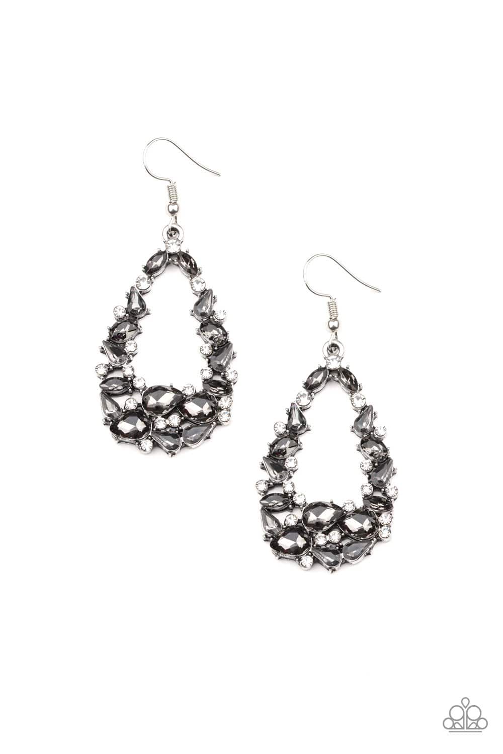 To BEDAZZLE, or Not To BEDAZZLE - Silver Rhinestone Earrings - Paparazzi Accessories - GlaMarous Titi Jewels