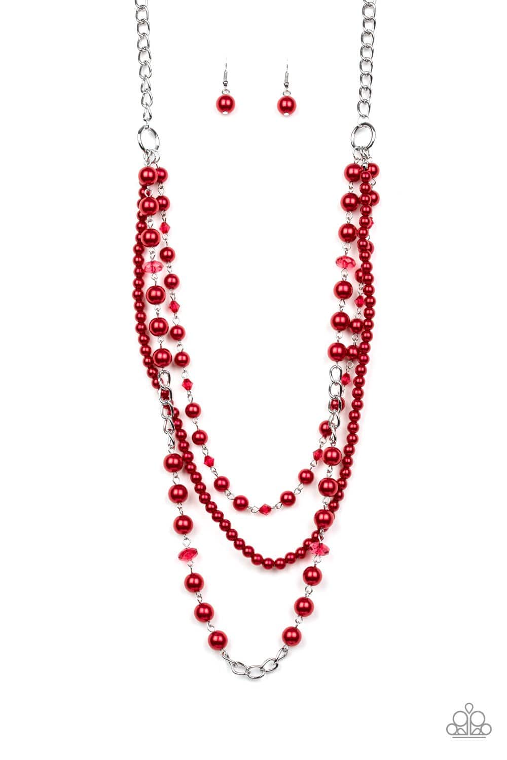 New York City Chic - Red Pearl Necklace - Paparazzi Accessories - GlaMarous Titi Jewels