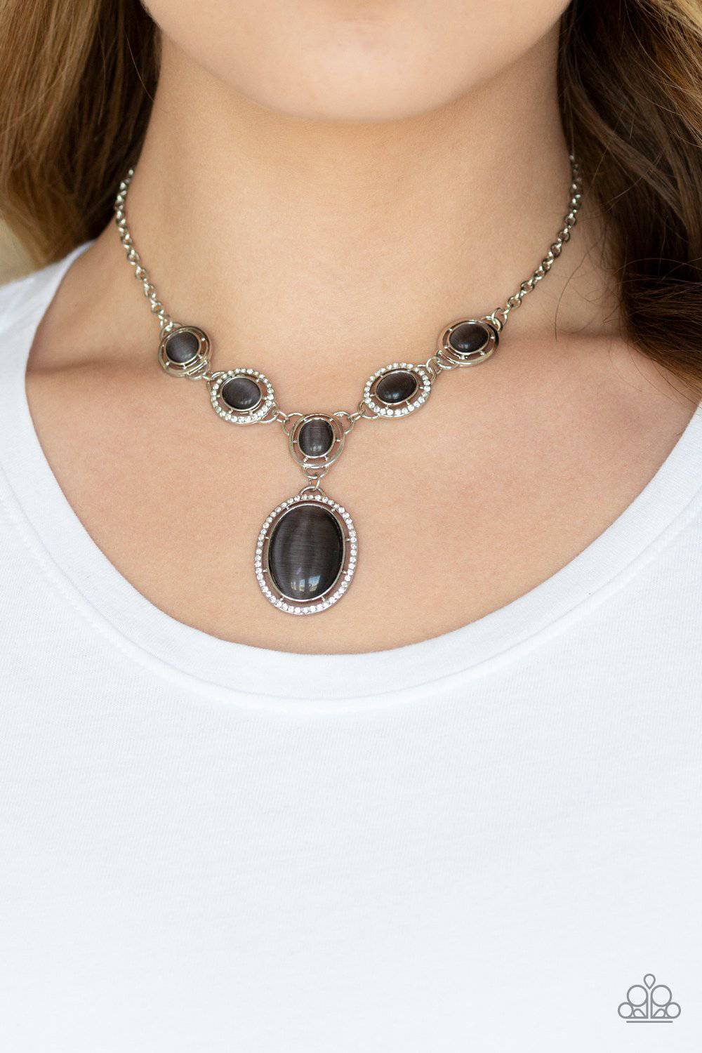 Metro Medallion - Black Cat's Eye Necklace - Paparazzi Accessories - GlaMarous Titi Jewels
