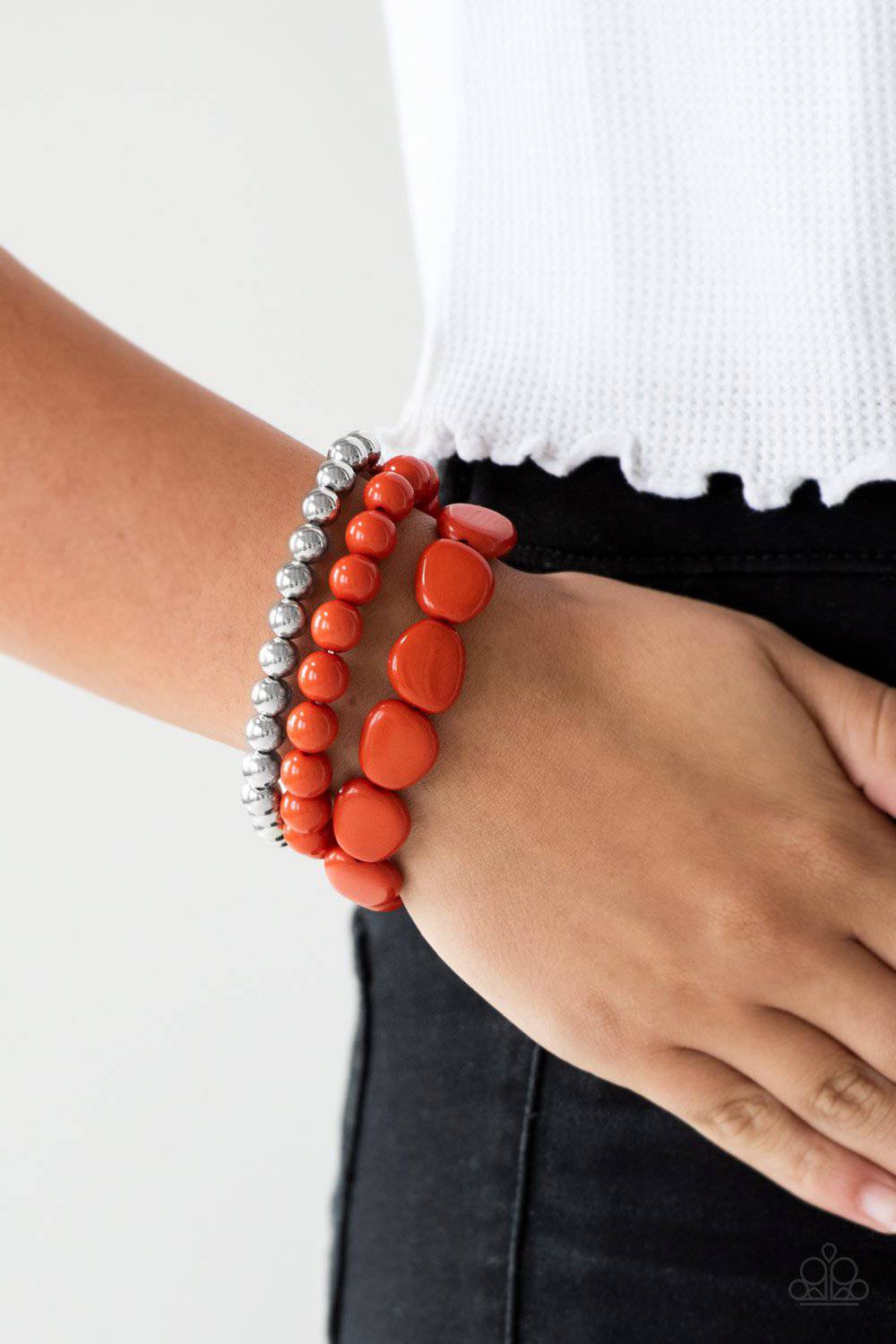 Color Venture - Orange Stretchy Bracelet - Paparazzi Accessories - GlaMarous Titi Jewels