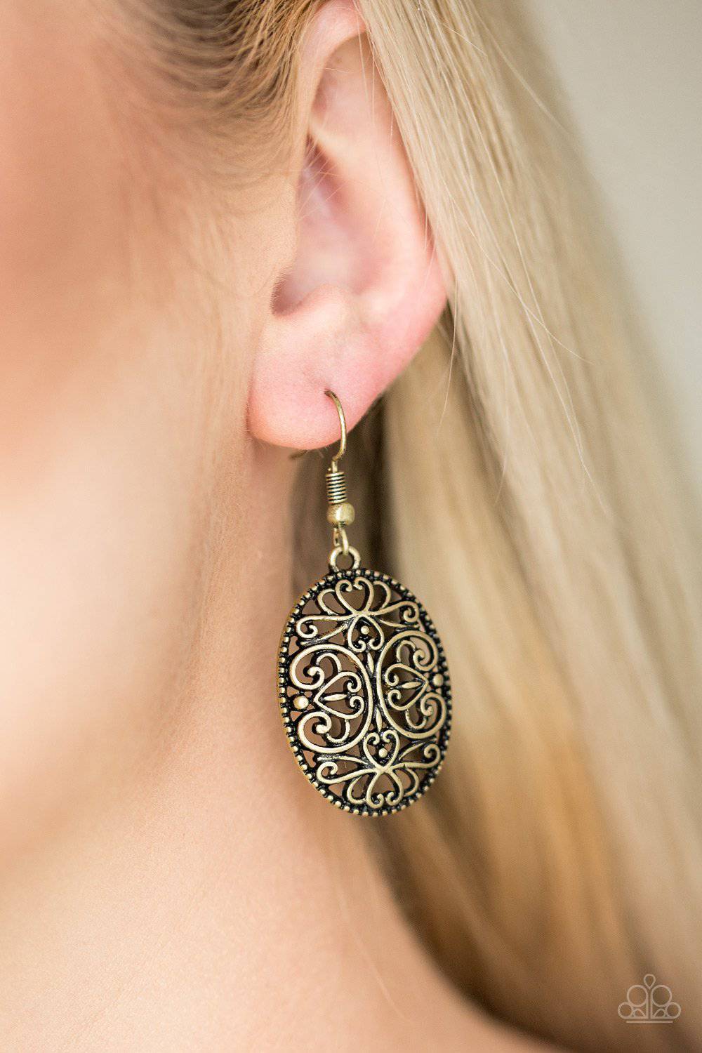Wistfully Whimsical Brass Earrings - Paparazzi Accessories - GlaMarous Titi Jewels