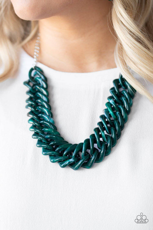 Comin In HAUTE - Green Acrylic Necklace - Paparazzi Accessories - GlaMarous Titi Jewels