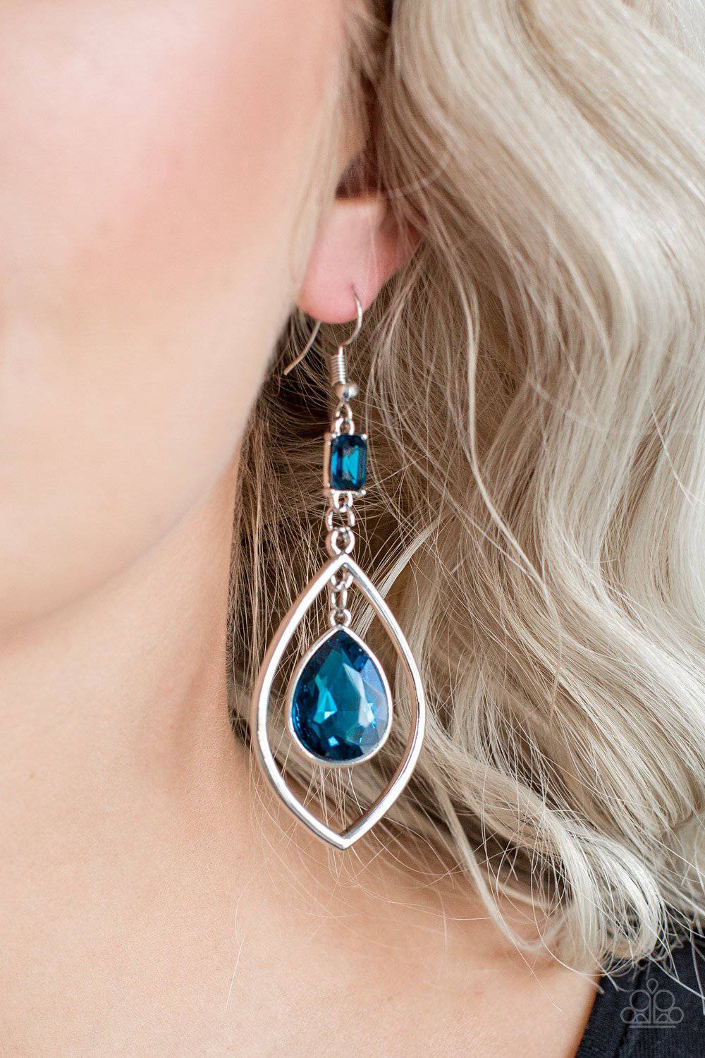 Priceless - Blue Gem Earrings - Paparazzi Accessories - GlaMarous Titi Jewels