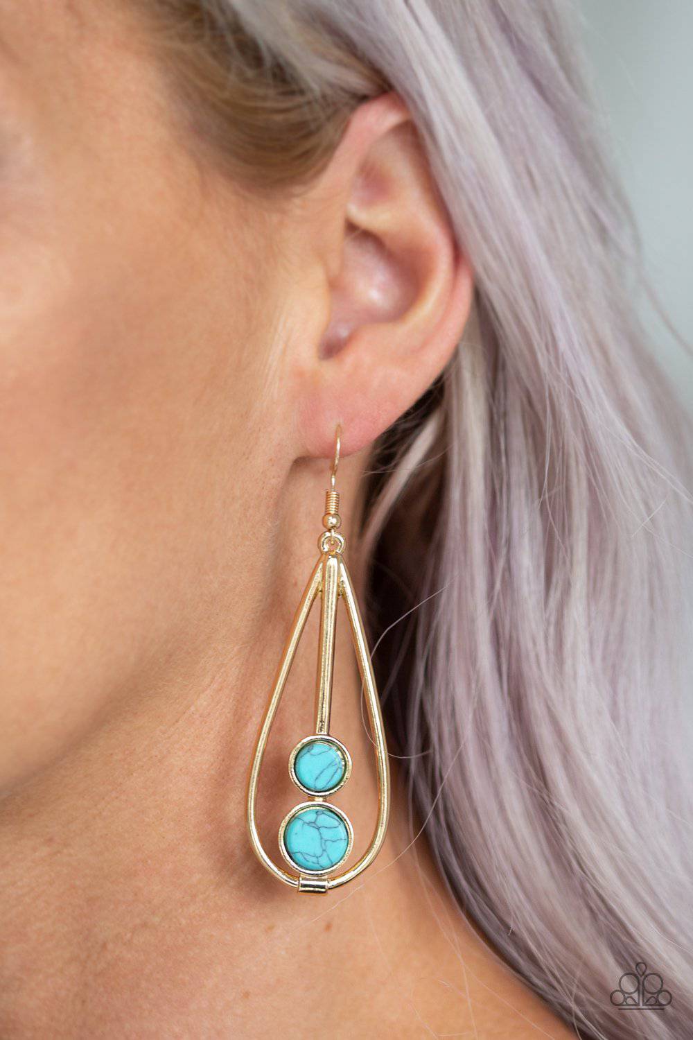 Natural Nova - Gold & Turquoise Earrings - Paparazzi Accessories - GlaMarous Titi Jewels