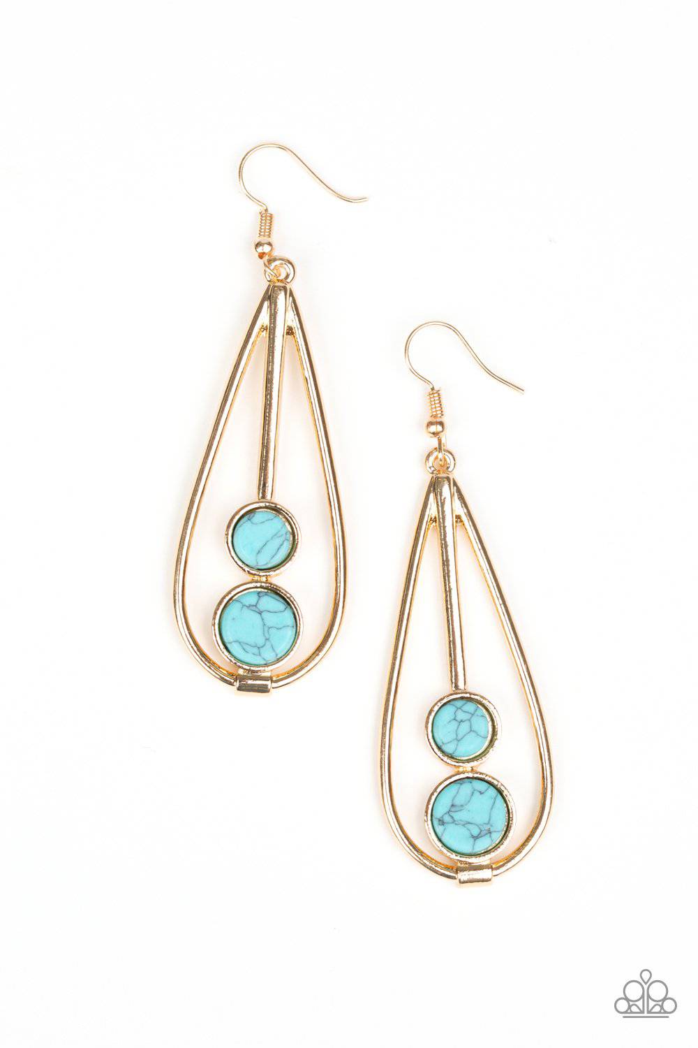 Natural Nova - Gold & Turquoise Earrings - Paparazzi Accessories - GlaMarous Titi Jewels