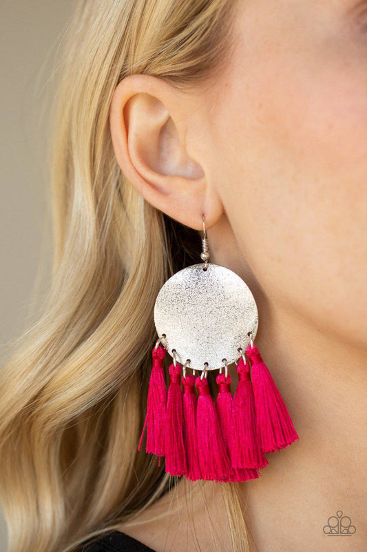 Tassel Tribute - Pink Tassel Earrings - Paparazzi Accessories - GlaMarous Titi Jewels