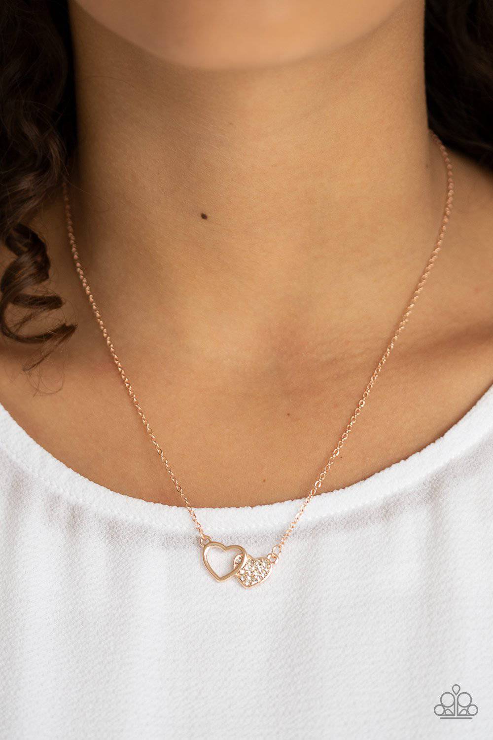 Charming Couple - Rose Gold Necklace - Paparazzi Accessories - GlaMarous Titi Jewels