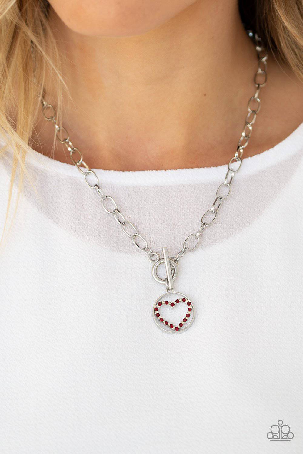 With My Whole Heart - Red Rhinestone Necklace - Paparazzi Accessories - GlaMarous Titi Jewels