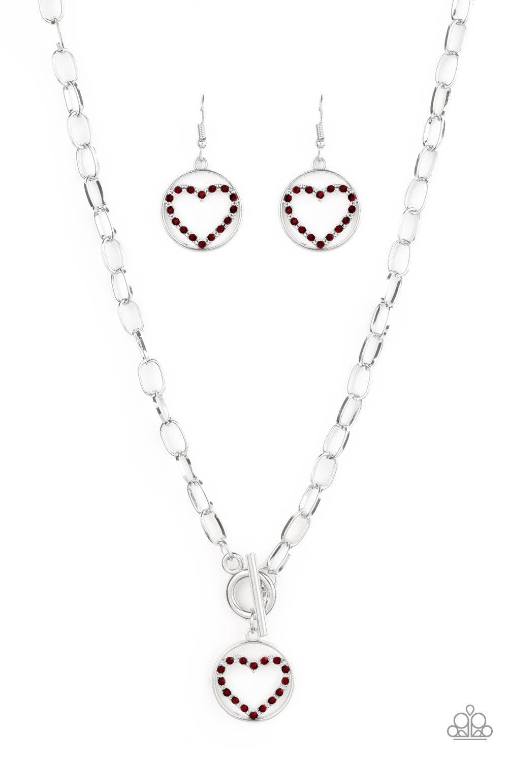 With My Whole Heart - Red Rhinestone Necklace - Paparazzi Accessories - GlaMarous Titi Jewels