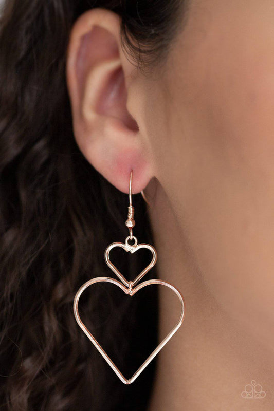 Heartbeat Harmony - Rose Gold Earrings - Paparazzi Accessories - GlaMarous Titi Jewels