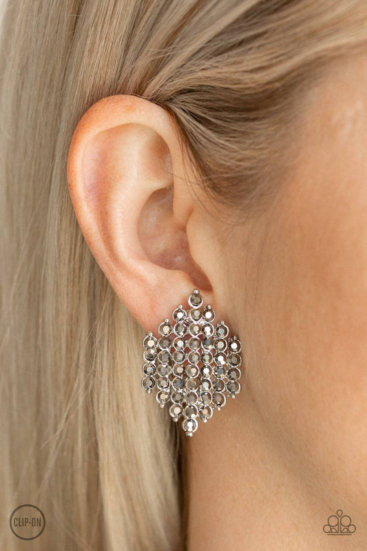 Vegas Vega Silver Clip-on Earrings - Paparazzi Accessories - GlaMarous Titi Jewels