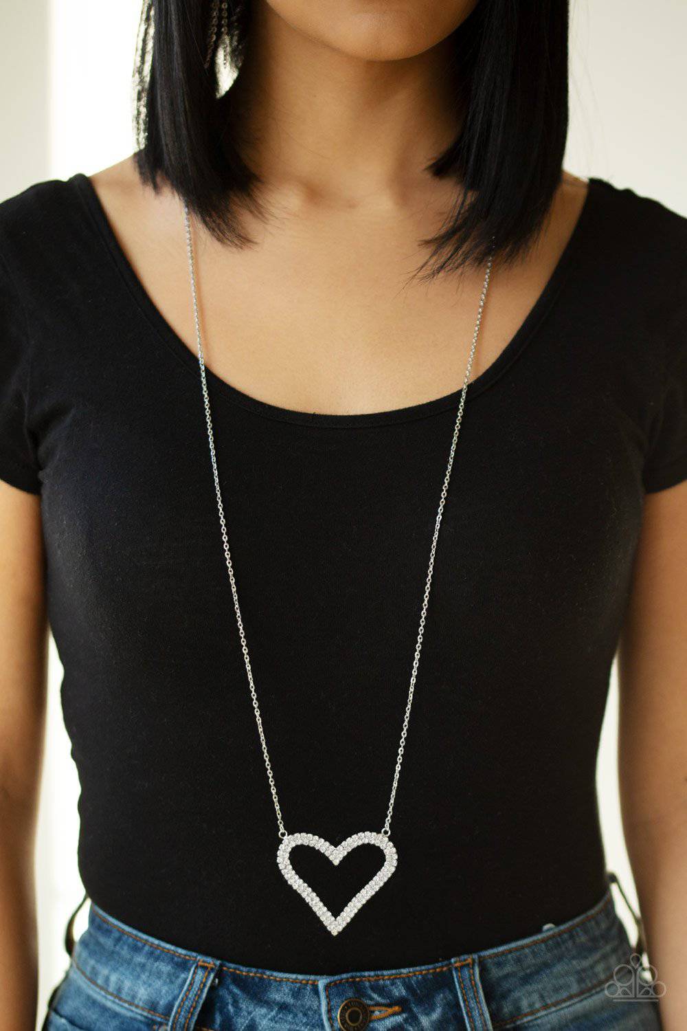 Pull Some HEART-strings White Necklace - Paparazzi Accessories - GlaMarous Titi Jewels