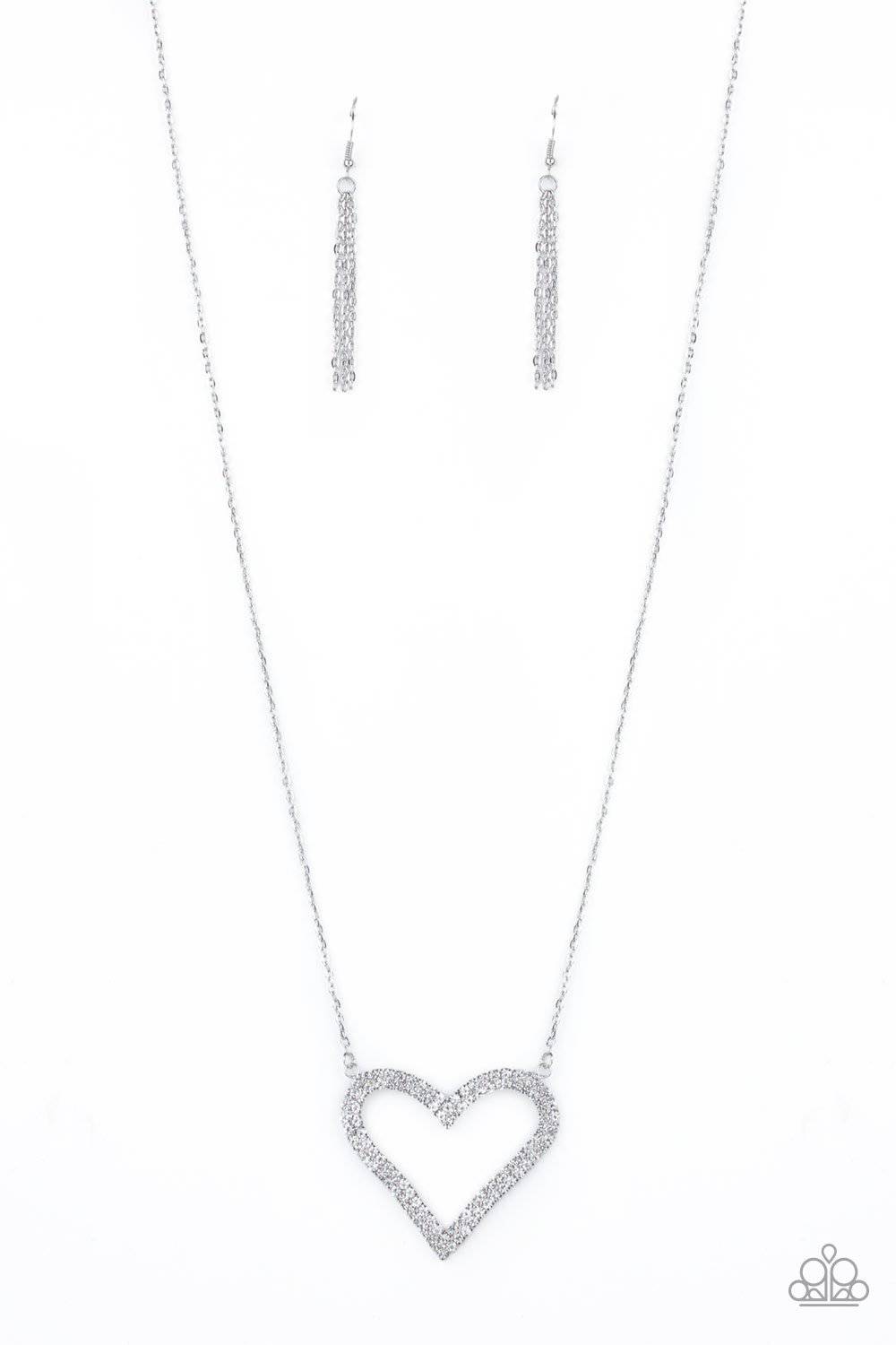 Pull Some HEART-strings White Necklace - Paparazzi Accessories - GlaMarous Titi Jewels