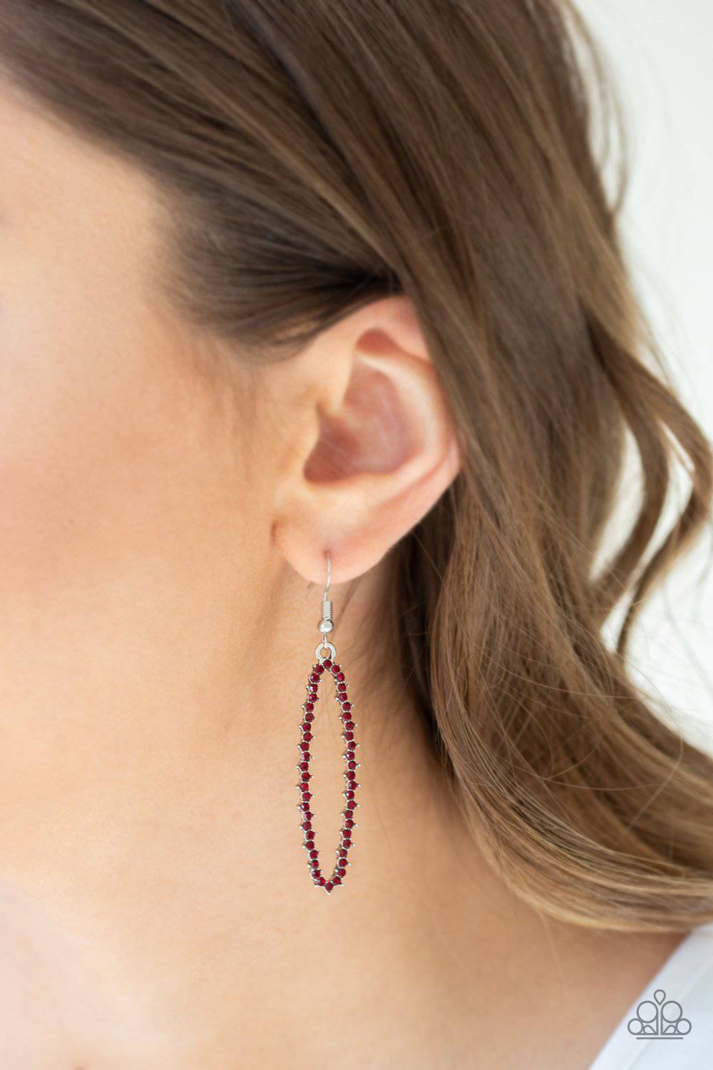 A Little GLOW-mance - Red Rhinestone Earrings - Paparazzi Accessories - GlaMarous Titi Jewels