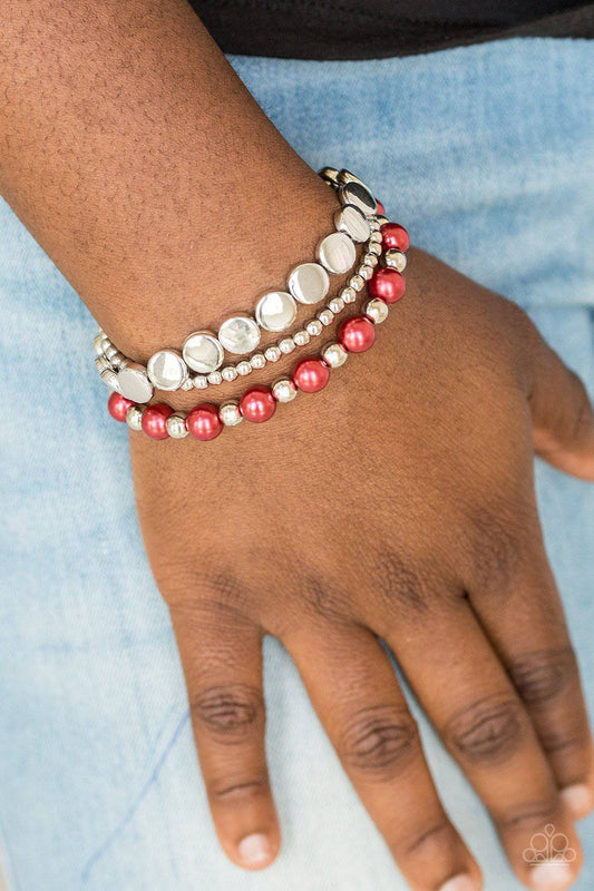 Girly Girl Glamour Red Bracelets - Paparazzi Accessories - GlaMarous Titi Jewels