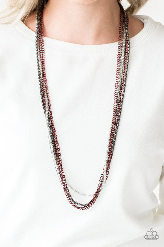 Colorful Calamity Red Necklace - Paparazzi Accessories - GlaMarous Titi Jewels