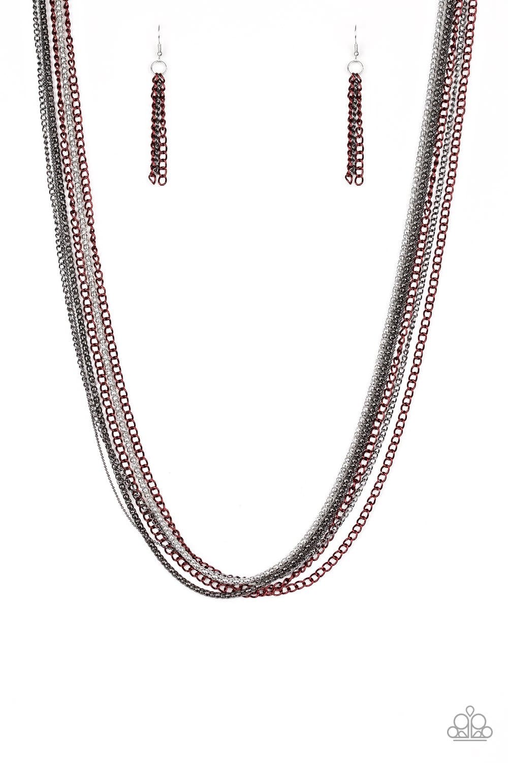 Colorful Calamity Red Necklace - Paparazzi Accessories - GlaMarous Titi Jewels