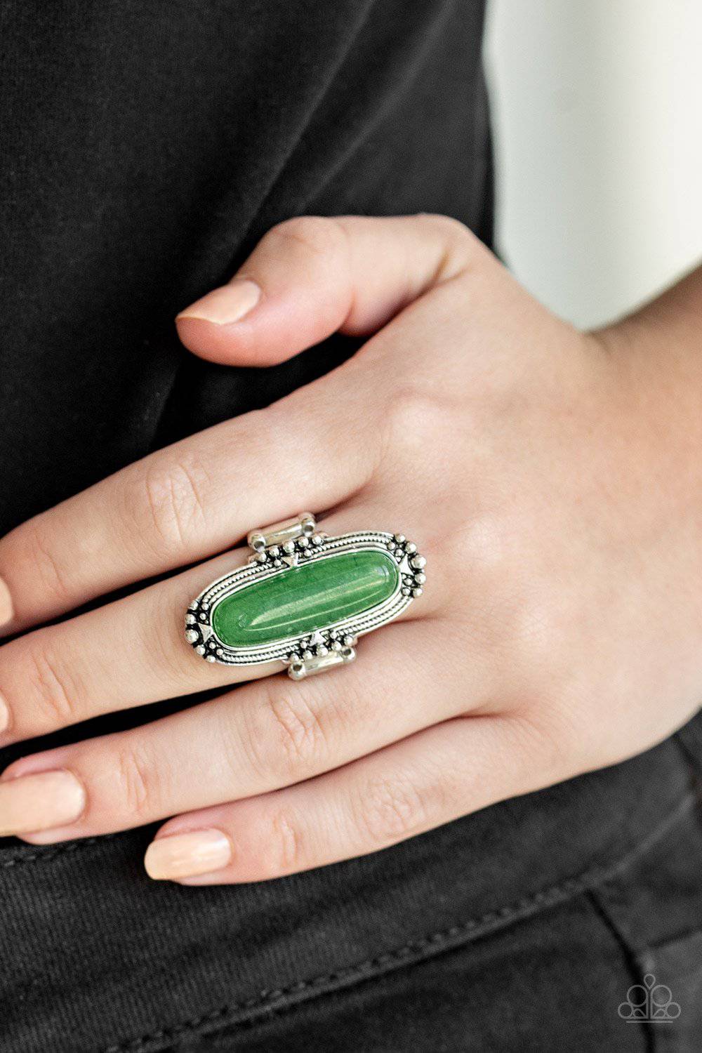 Desert Tranquility Green Ring - Paparazzi Accessories - GlaMarous Titi Jewels