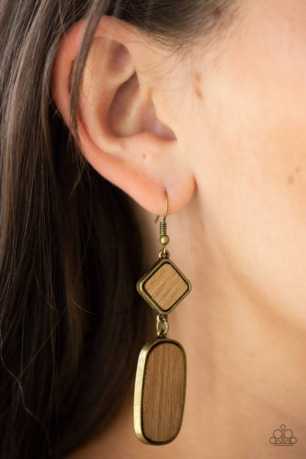 You WOOD Be So Lucky - Brass Earrings - Paparazzi Accessories - GlaMarous Titi Jewels