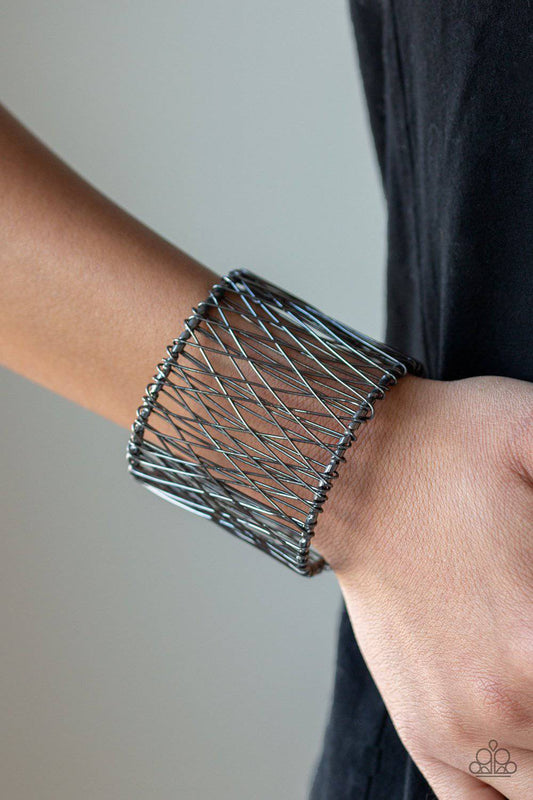 Work For WIRE Black Bracelet - Paparazzi Accessories - GlaMarous Titi Jewels