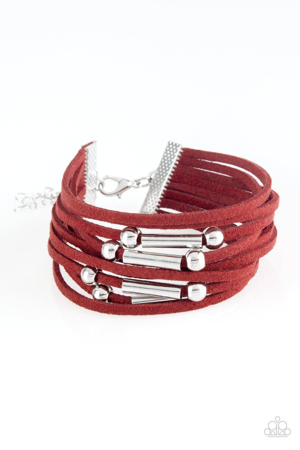 Back To BACKPACKER - Red Bracelet - Paparazzi Accessories - GlaMarous Titi Jewels