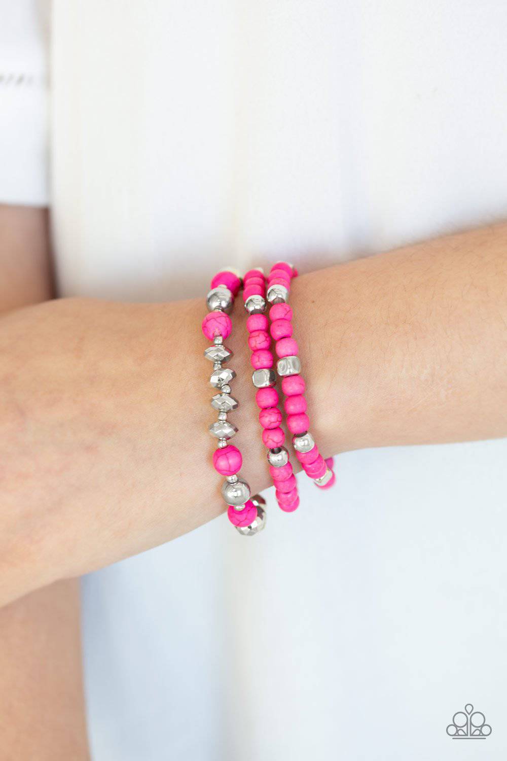 Mountain Artist - Pink Stretchy Bracelet - Paparazzi Accessories - GlaMarous Titi Jewels