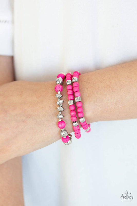 Mountain Artist - Pink Stretchy Bracelet - Paparazzi Accessories - GlaMarous Titi Jewels