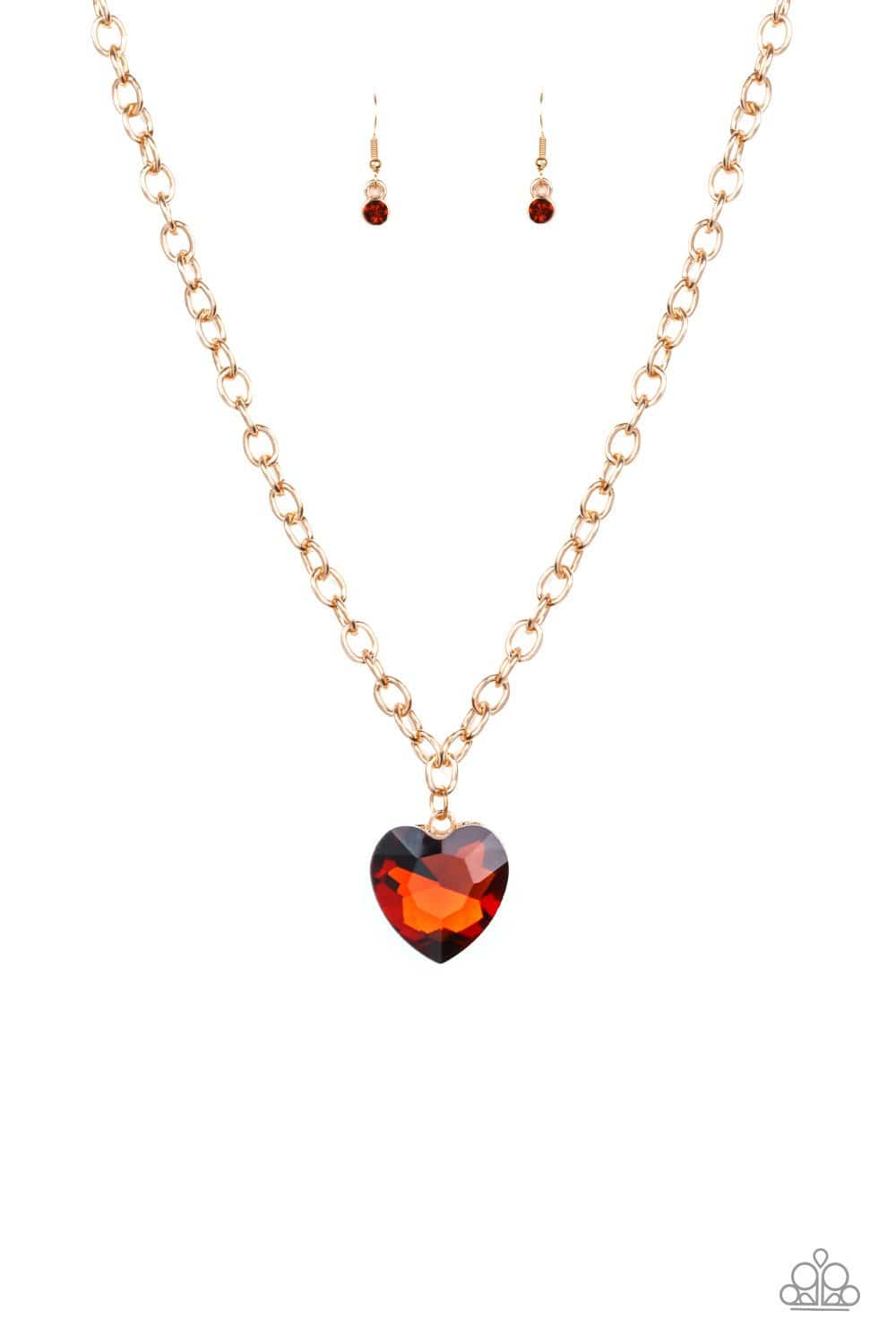 Flirtatiously Flashy - Brown Heart Necklace - Paparazzi Accessories - GlaMarous Titi Jewels