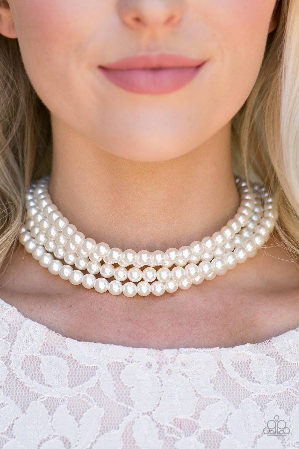 Vintage Romance - White Pearl Choker - Paparazzi Accessories - GlaMarous Titi Jewels