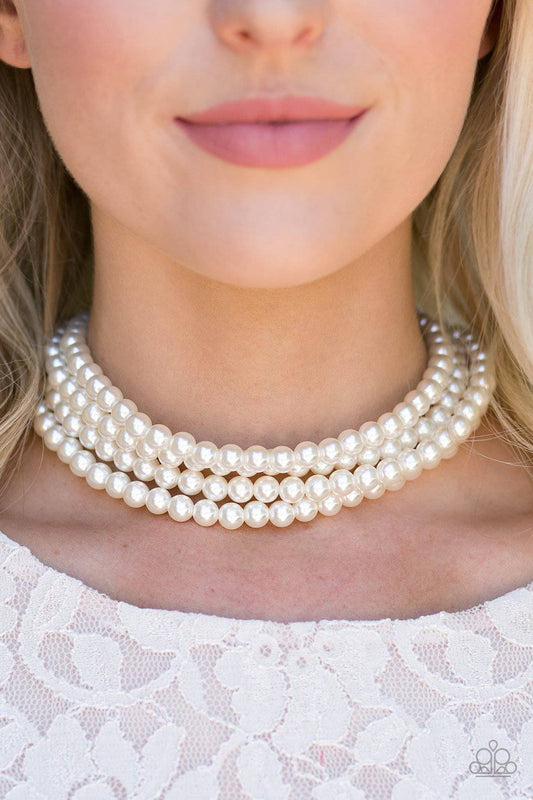 Vintage Romance - White Pearl Choker - Paparazzi Accessories - GlaMarous Titi Jewels