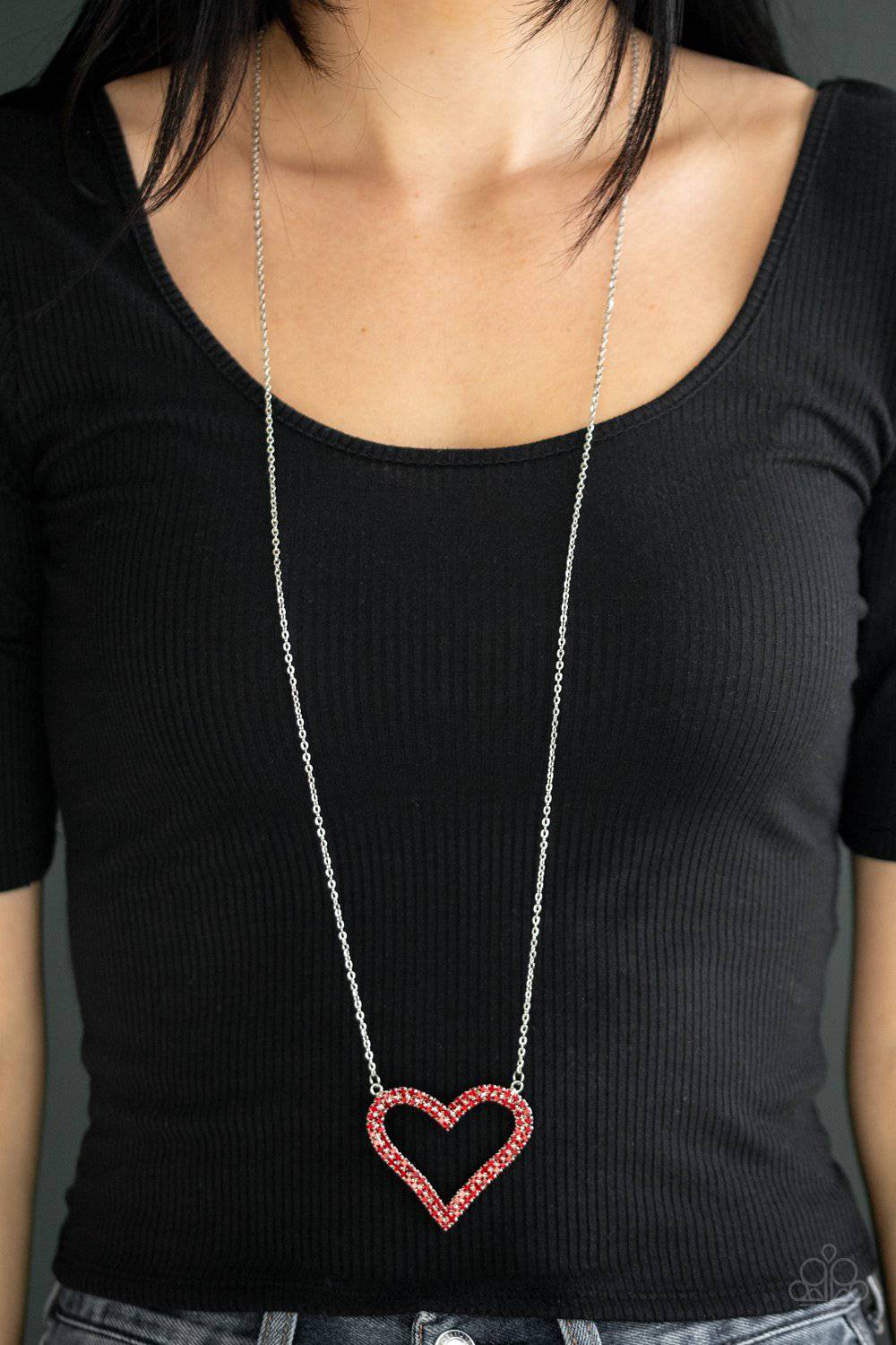 Pull Some HEART-strings Red Necklace - Paparazzi Accessories - GlaMarous Titi Jewels