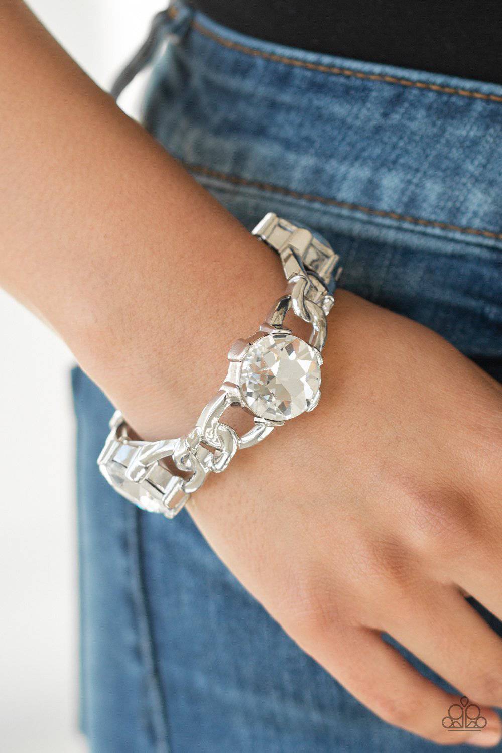Light Up The Room - White Bracelet - Paparazzi Accessories - GlaMarous Titi Jewels