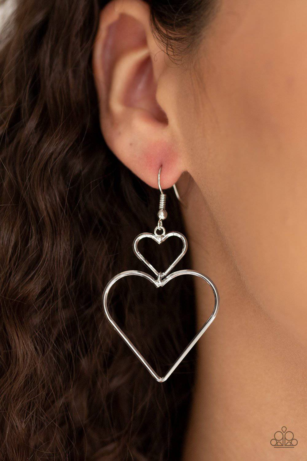 Heartbeat Harmony Silver Earrings - Paparazzi Accesories - GlaMarous Titi Jewels