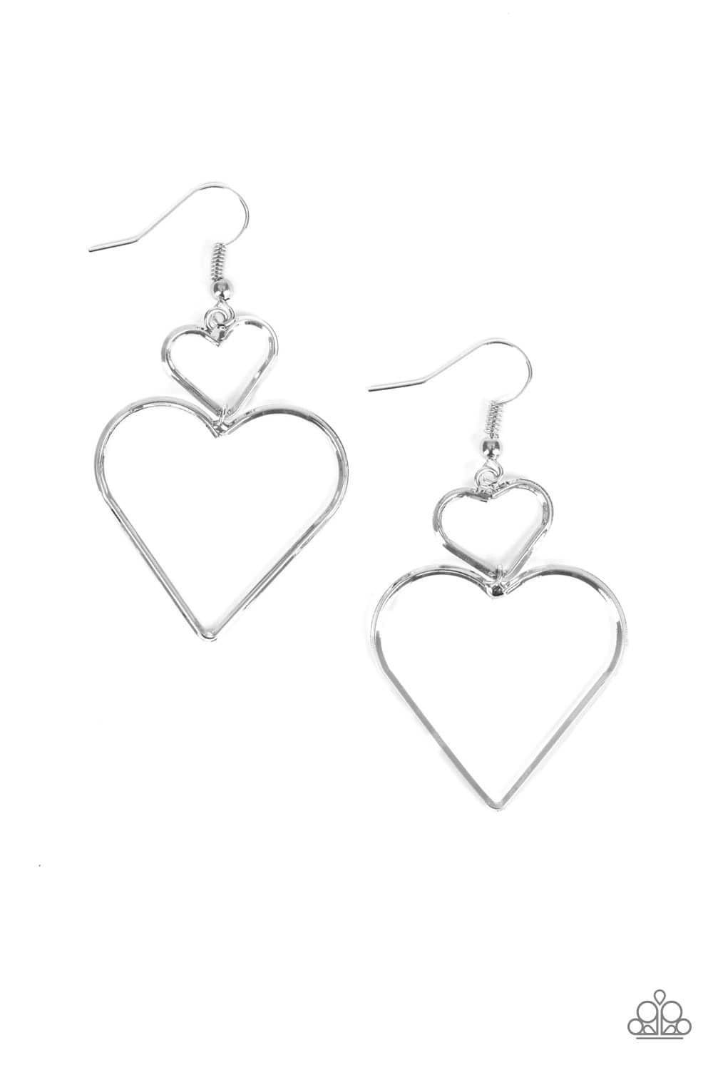 Heartbeat Harmony Silver Earrings - Paparazzi Accesories - GlaMarous Titi Jewels